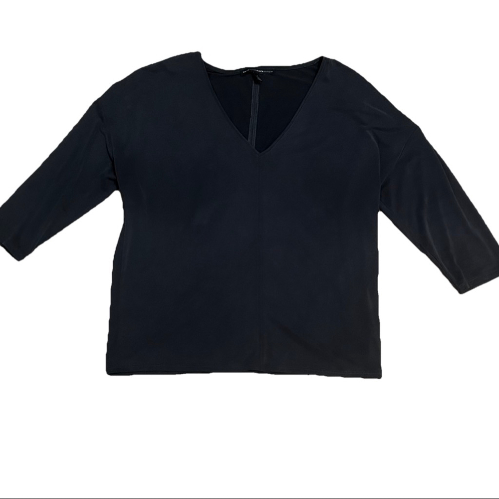 Women's White House Black Market V Neck Top Size L Black